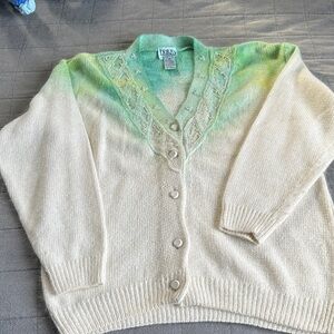 Erika Women's Green and Cream Cardigan